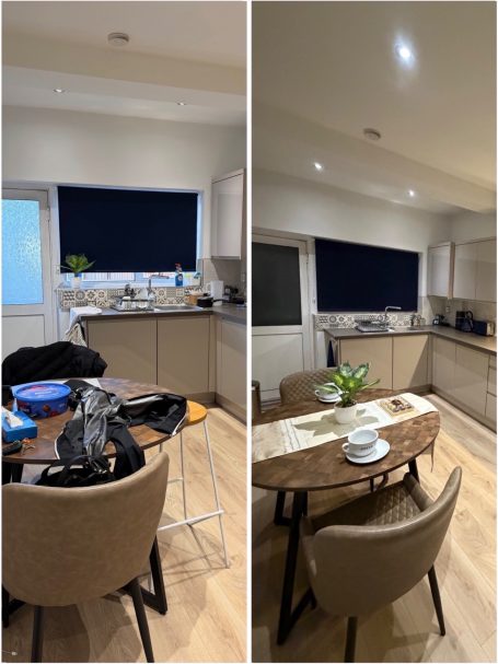 Kitchen: (L) Before (R) After